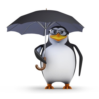 penguin holding umbrella