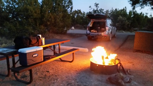 car camping campfire